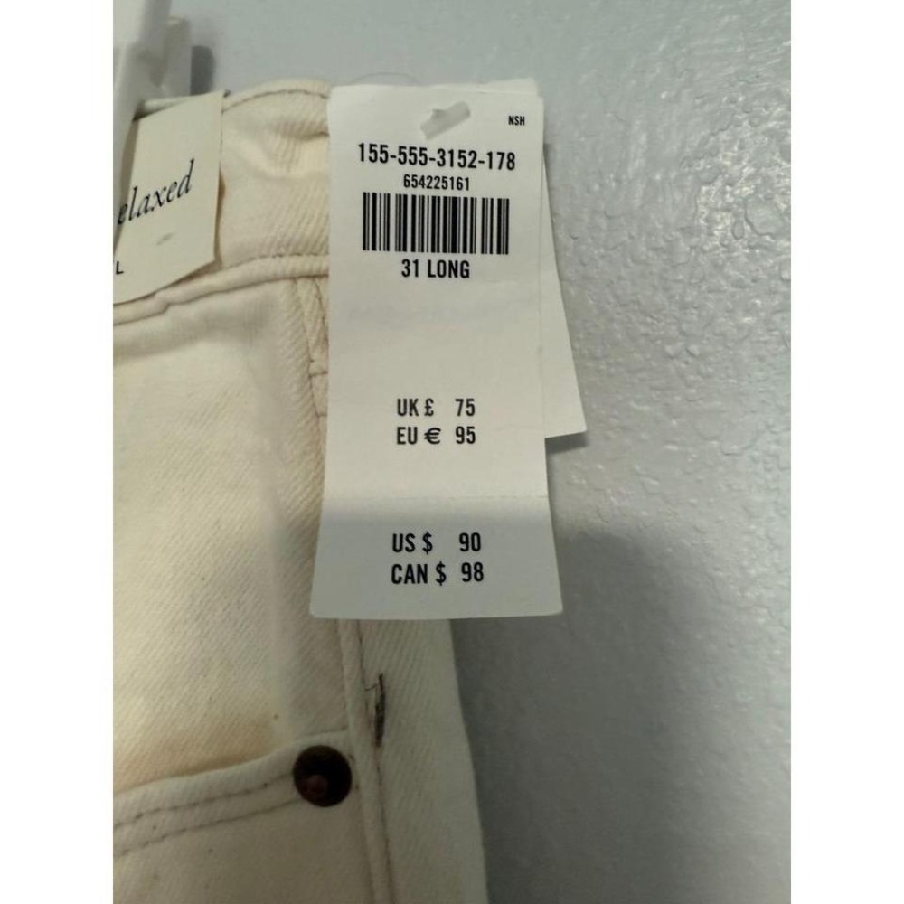 Abercrombie & Fitch The 90s Relaxed High Rise Jeans Beige Women's Size 31 Long - Picture 5 of 6